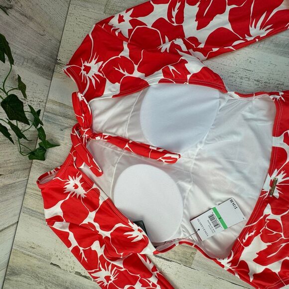 Vince CAMUTO Long Sleeve Open Back One-Piece floral Print rash guard new 8 - Picture 4 of 7